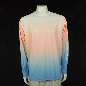 New Columbia PFG Terminal Deflector Printed Tee Shirt Mens Large Orange Fishing